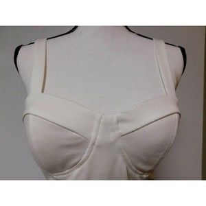 Womens Shinestar ivory white  crop top bra top with zipper  Medium  NWT